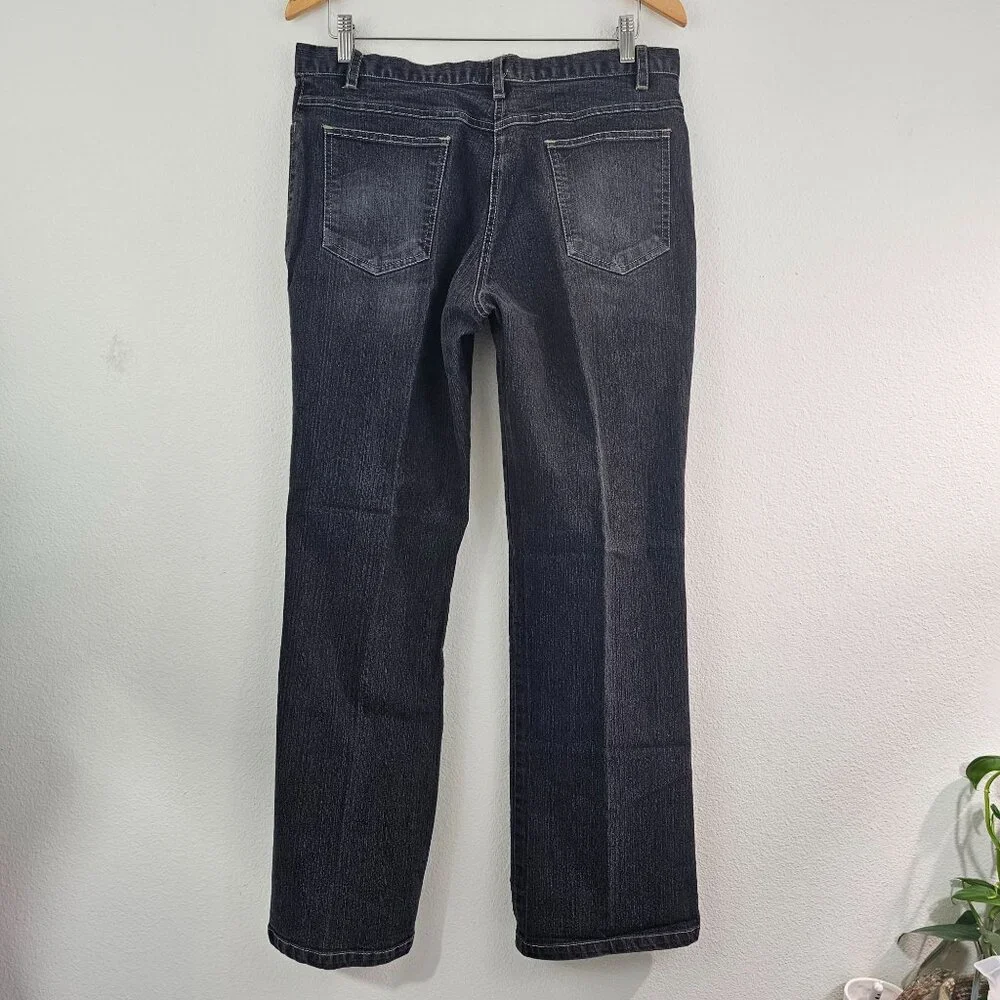 R Denim Womens Sz 12 Floral Beaded Embroidered Y2K Straight Leg Jeans Black Wash - Picture 6 of 10